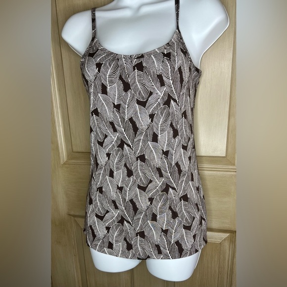 Banana Republic Brown & Camisole Leaf Print Tanks Tops Size M - Picture 4 of 4